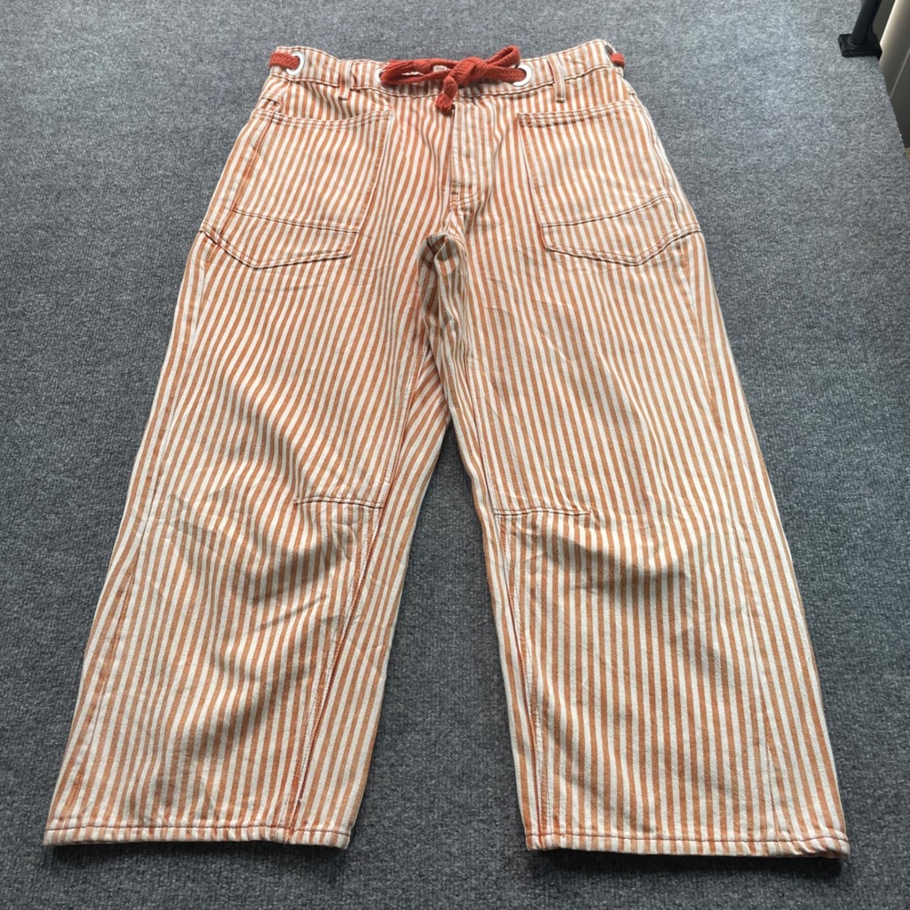 Free people We the Free Jeans Women 32 Orange Moxie Wide Leg Rope Drawstring